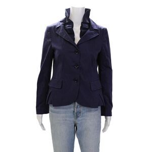 Moschino Cheap & Chic Womens Cotton Ruffled Collar Buttoned Jacket Purple Size S